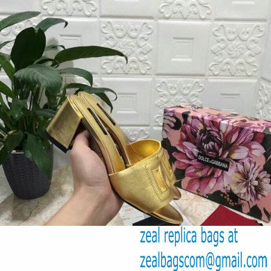 Dolce  &  Gabbana Heel 6.5cm Calfskin Mules Gold With DG Millennials Logo 2021